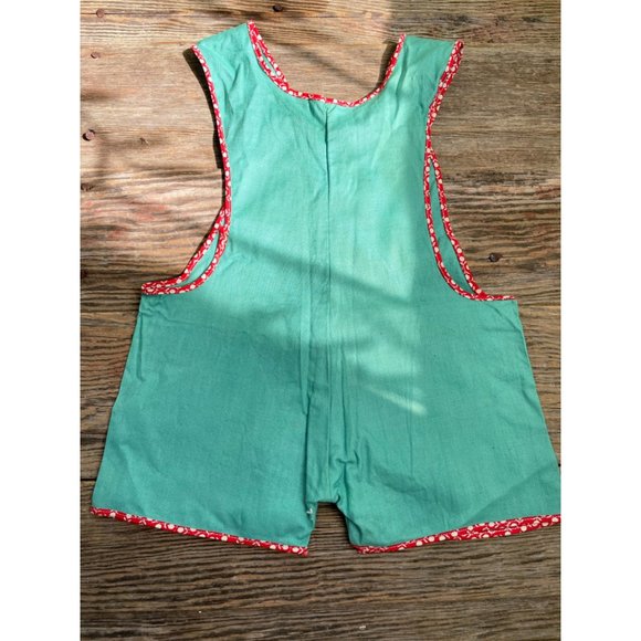 Vintage 1930s Green Cotton Infant One Piece Romper Milk glass Buttons - Picture 8 of 11